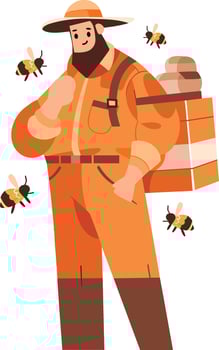 Hand Drawn Beekeeper or farmer character in flat style vector