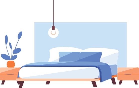 Hand Drawn Bed and bedroom in flat style vector