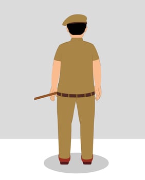 Indian Hawaldar back view cartoon character design vector