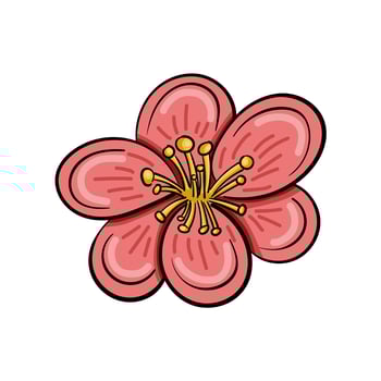 Pink cartoon flower isolated on white background vector