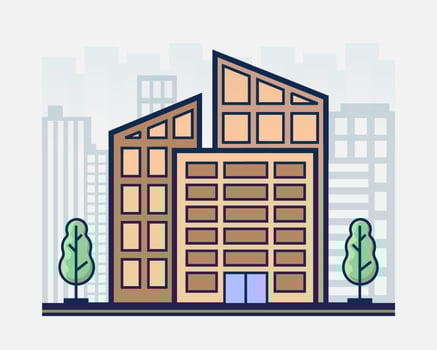 Office building and city concept with icon design, flat illustration vector