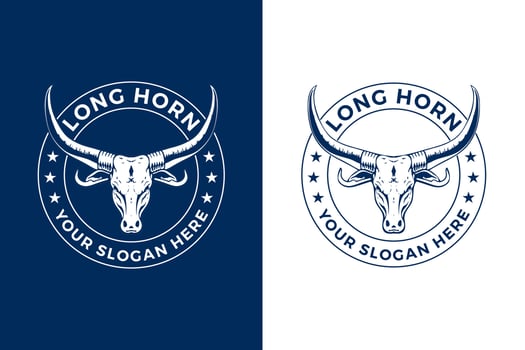Long Horn Badge Logo Design Illustration vector