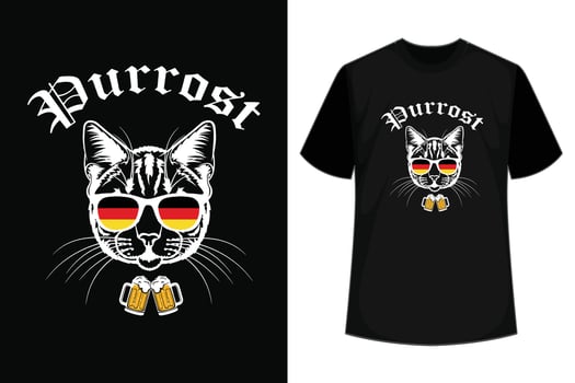 Oktoberfest Funny Prost Pun Purrost Cat T Shirt vector