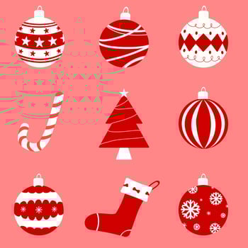 Set of Christmas balls and Christmas ornaments 12 icons symbol vector