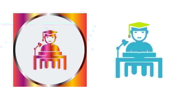 Unique Studying on Desk Vector Icon