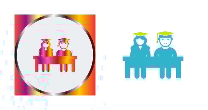 Unique Students Sitting Vector Icon