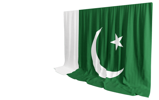 Pakistan Flag Curtain in 3D Rendering called Flag of Pakistan png