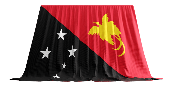 Papua New Guinea Flag Curtain in 3D Rendering called Flag of Papua New Guinea png