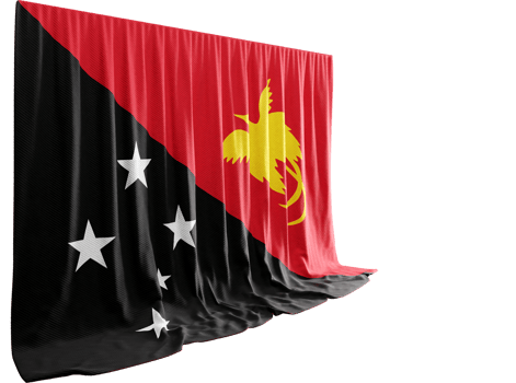 Papua New Guinea Flag Curtain in 3D Rendering called Flag of Papua New Guinea png