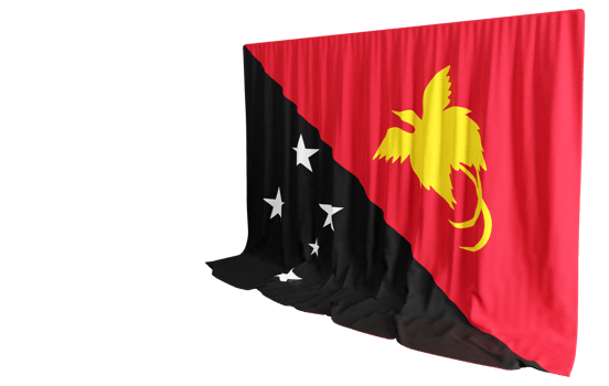 Papua New Guinea Flag Curtain in 3D Rendering called Flag of Papua New Guinea png