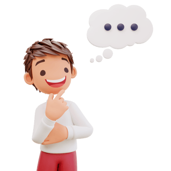 3d rendered cute student thinking about something png