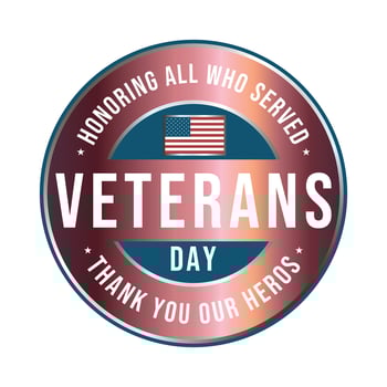 Veterans Day Badge Design, Emblem, Label, Seal, Sticker, Veterans Day Observed On November 11 Annually, Honoring All Who Served, Military Personnel Who Served The United States Vector Illustration