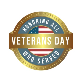 Veterans Day Badge Design, Emblem, Label, Seal, Sticker, Veterans Day Observed On November 11 Annually, Honoring All Who Served, Military Personnel Who Served The United States Vector Illustration