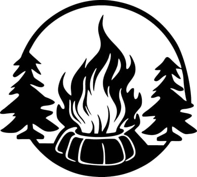 Bonfire Camp fire flame vintage retro logo vector - Stock Illustration