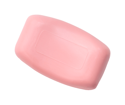 Top view of beautiful pink soap for taking a bath isolated with clipping path in png file format Close up photo
