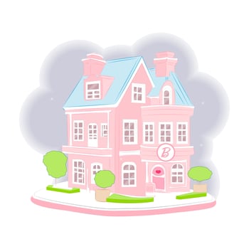 Pink dollhouse in minimalistic style vector illustration design printable vector illustration
