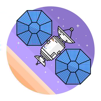 Satellite in space on the white background. vector