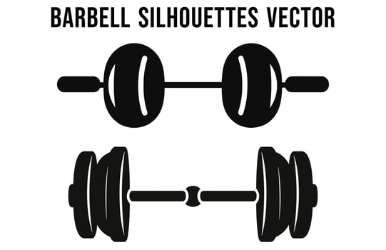 Gym Barbell Silhouette Vector Bundle, Fitness equirement element silhouettes