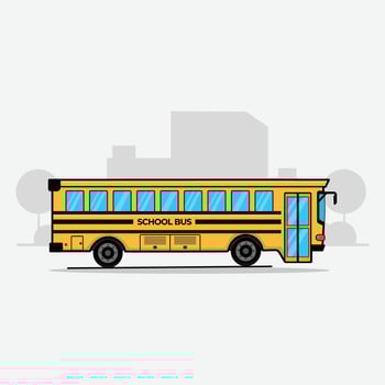 Classic Cartoon School Bus Flat Vector Illustration