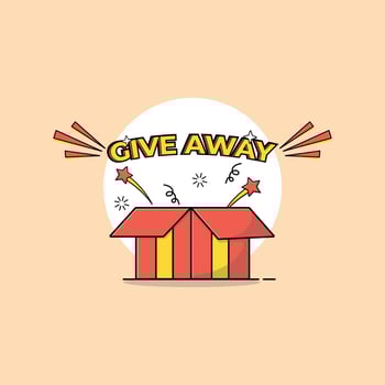 Giveaway Gift Box Explosion Vector Illustration. Giveaway Announcement Social Media Post Concept