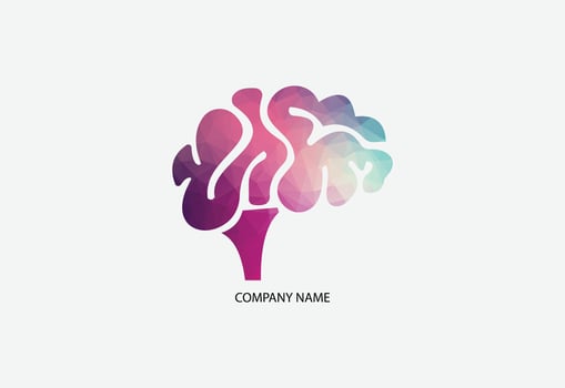 Low poly abstract digital human brain. vector