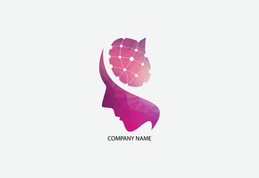 Low poly abstract digital human brain. vector