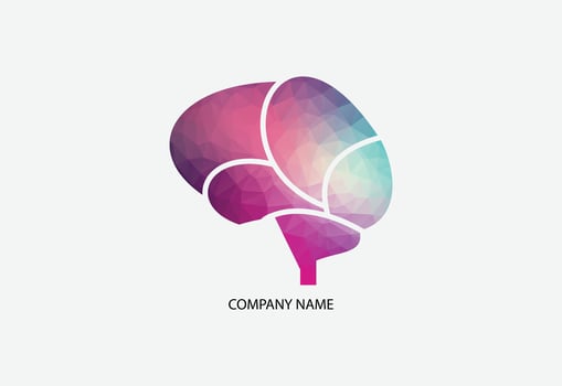 Low poly abstract digital human brain. vector