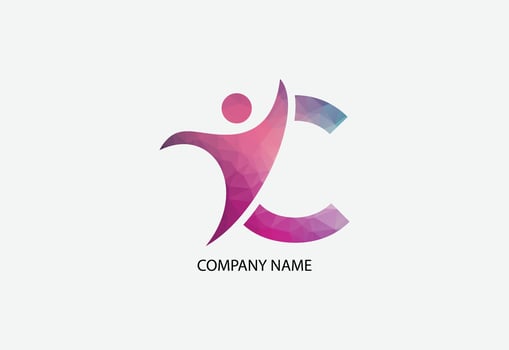 Low poly human health care logo illustrator template vector