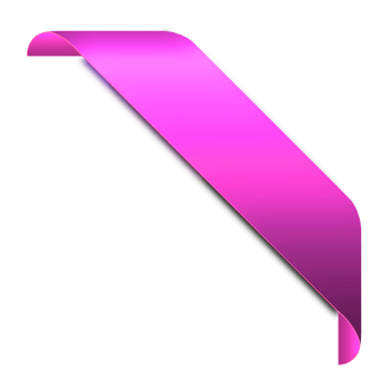 Corner pink ribbon or banner with transparent background. png