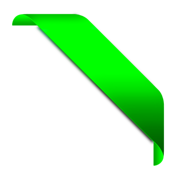 Corner green ribbon or banner with transparent background. png
