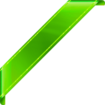 Corner green and gold ribbon or banner with transparent background. png