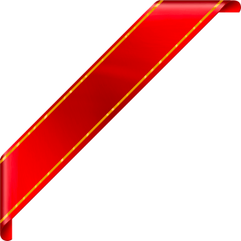 Corner red and gold ribbon with transparent background. png