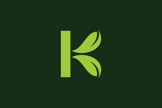 Letter K leaf trendy vector logo design