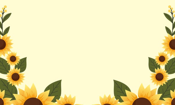 Watercolor sunflower border background vector