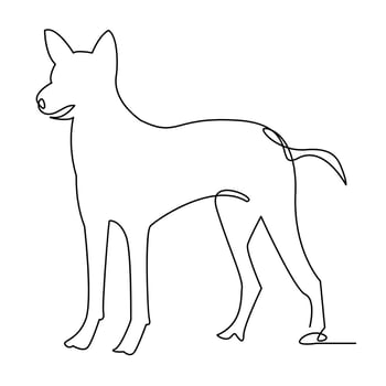 Continuous one line dog pet outline vector art drawing