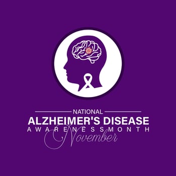 Alzheimer's disease awareness month is observed every year in november. Holiday concept. Background, banner, card, poster, template. Vector illustration. Vector template.