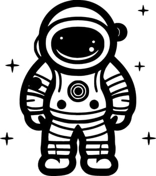 Astronaut - Black and White Isolated Icon - Vector illustration