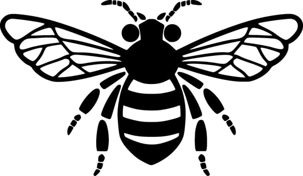 Bee, Black and White Vector illustration