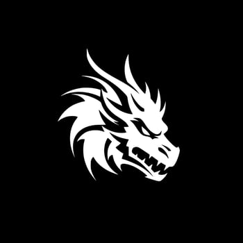 Dragon - Black and White Isolated Icon - Vector illustration