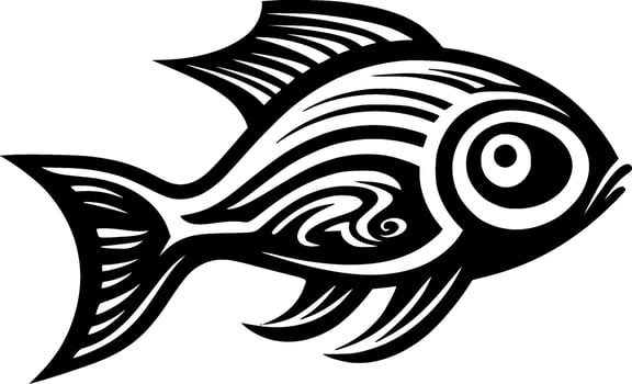 Fish - Black and White Isolated Icon - Vector illustration