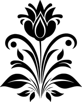 Flower - Black and White Isolated Icon - Vector illustration