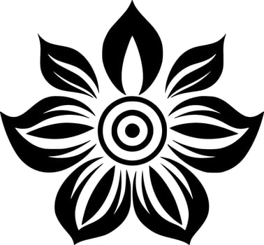 Flower - Black and White Isolated Icon - Vector illustration
