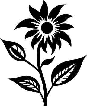 Flower - Black and White Isolated Icon - Vector illustration