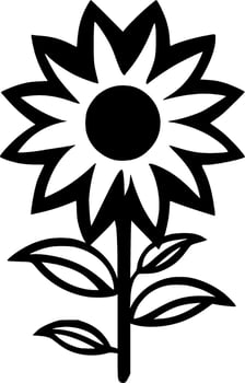 Flower - Black and White Isolated Icon - Vector illustration