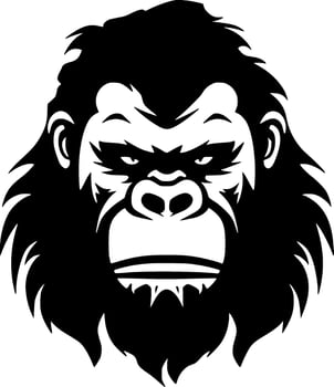 Gorilla, Black and White Vector illustration