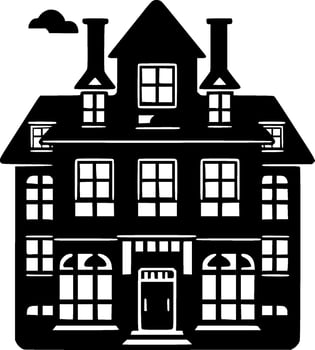 House, Black and White Vector illustration