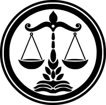 Justice, Black and White Vector illustration