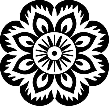 Mandala - Black and White Isolated Icon - Vector illustration