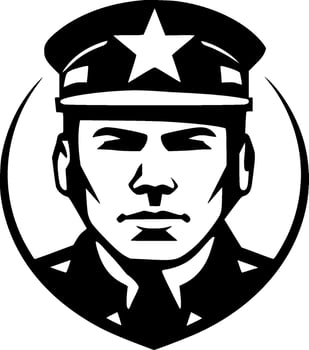 Military - Black and White Isolated Icon - Vector illustration