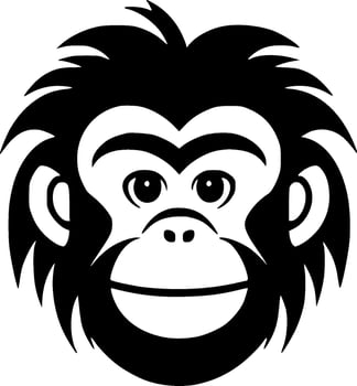 Monkey - Black and White Isolated Icon - Vector illustration